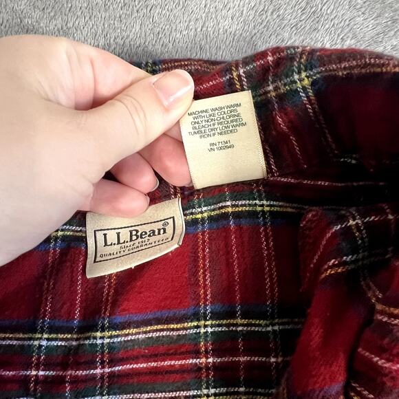 LL Bean Cotton Pajama Set Men's XXL Red Plaid Warm Comy Holiday Festive - Picture 5 of 13